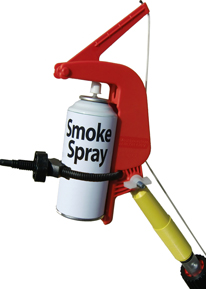 The Smoke Sprayer can trigger any brand of Smoke Spray, and Air Spray from the end of an extension pole.